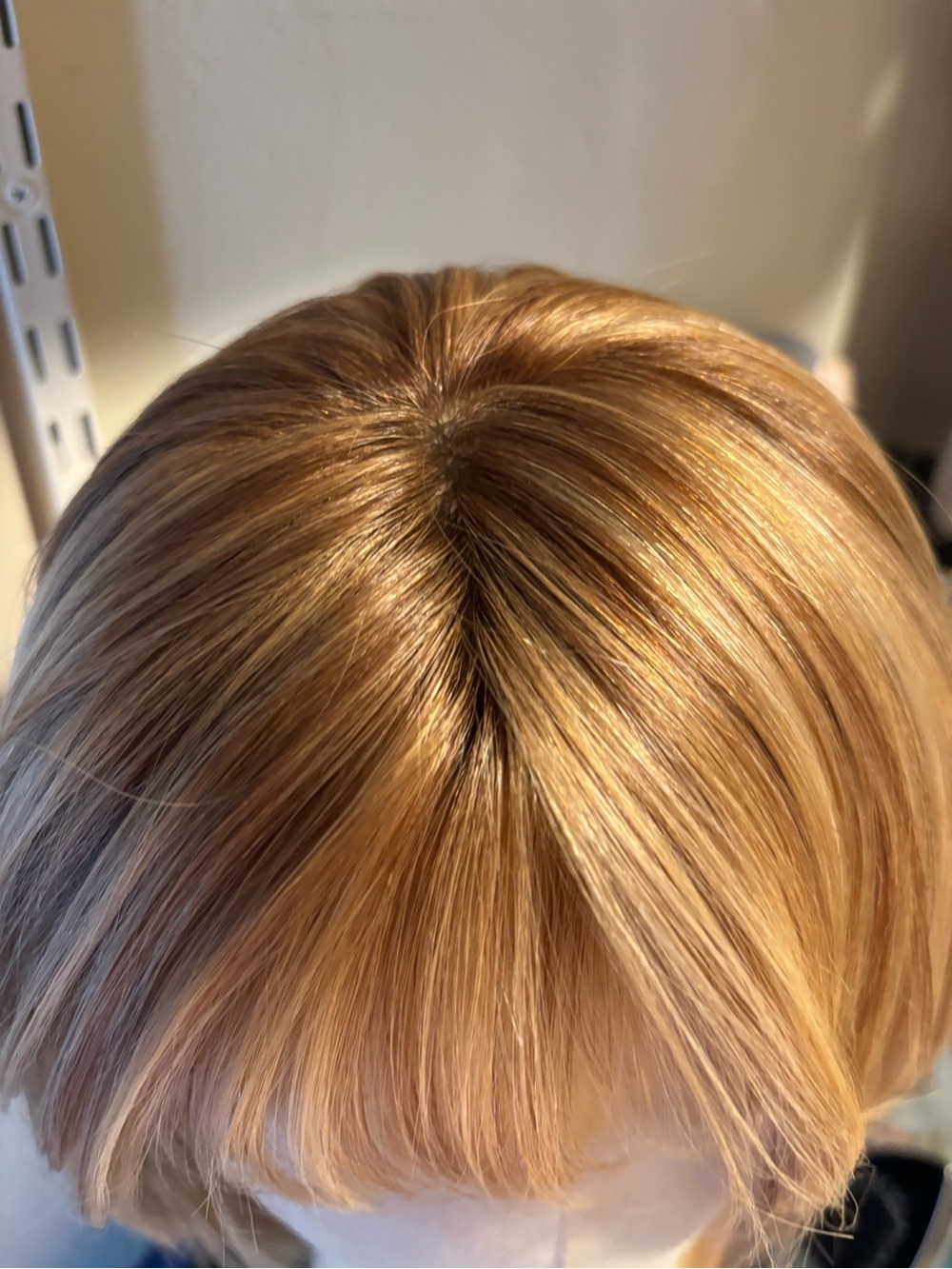 Follea  10” Style with bang small cap  Light strawberry Blonde human hair wig
